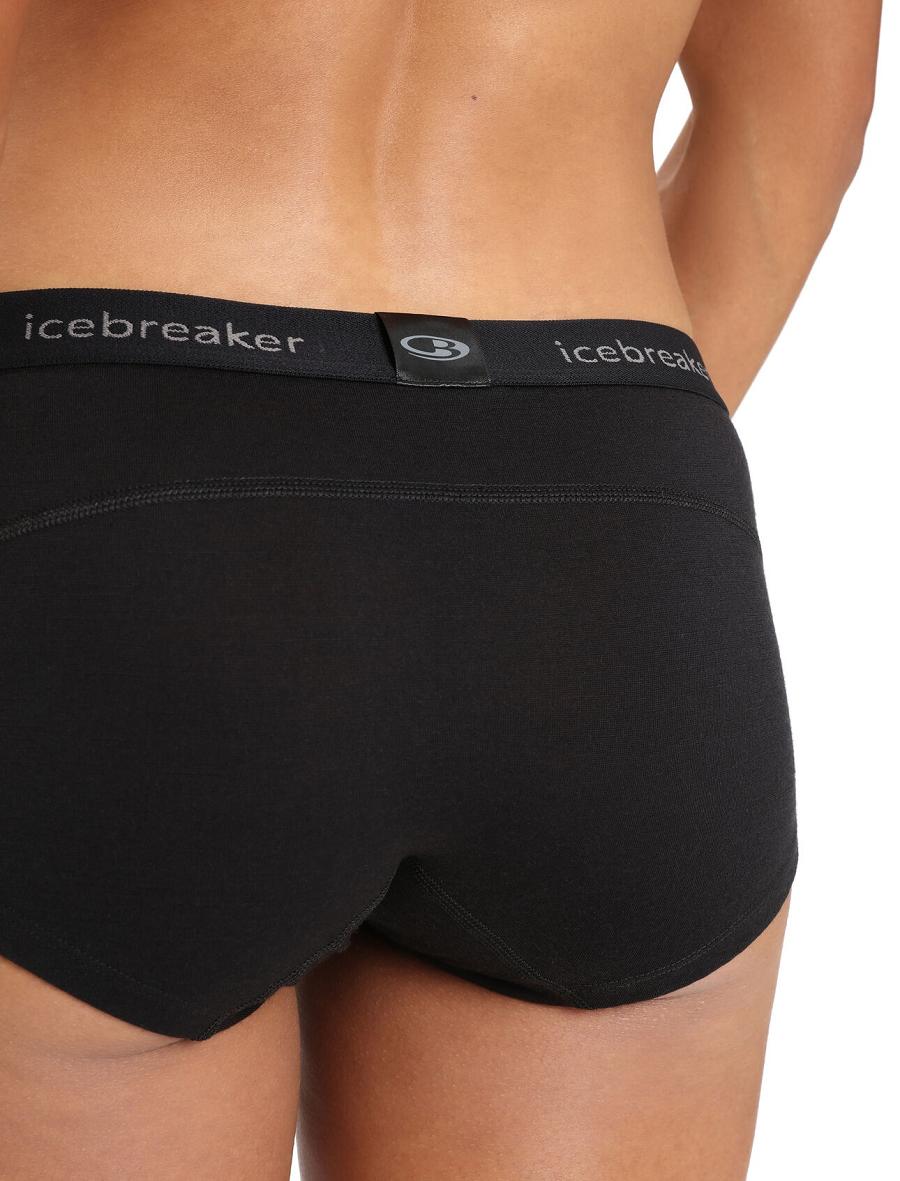 Black Women's Icebreaker Merino 200 Oasis Thermal Boy Shorts Underwear | USA 1685XYUF